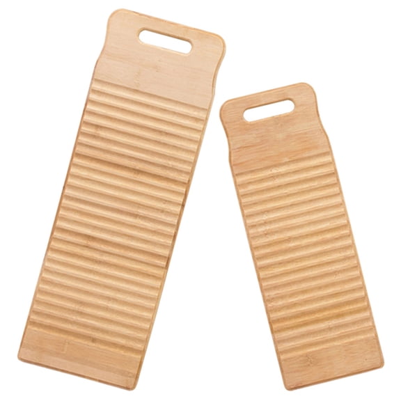 UPGRATOR 2Pcs Mini Round Head Bamboo Washboard for Laundry Cleaning 15.7x5.9in
