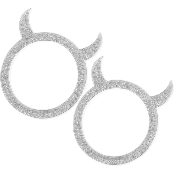UPGRATOR 2Pcs Push Start Button Cover White Alloy with Rhinestone Car Interior Accessories