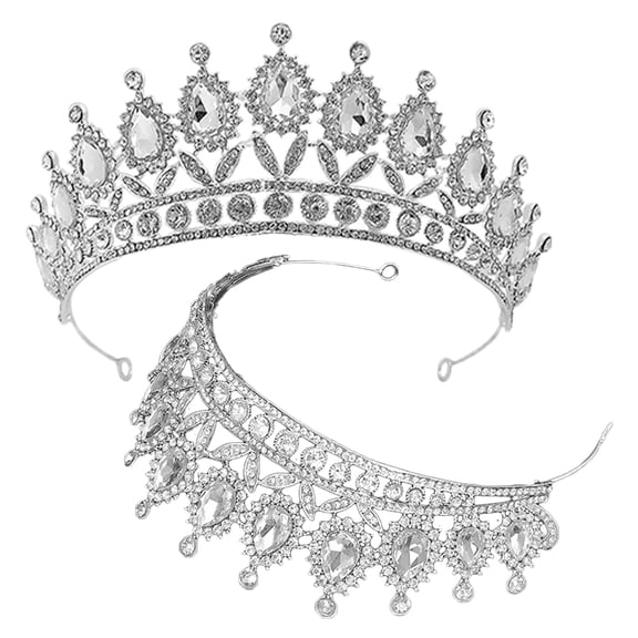 UPGRATOR 2Pcs Teardrop Rhinestone Tiara Crown Elegant Bridal Hair Accessory