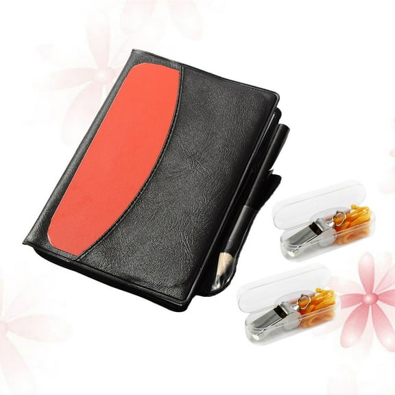 UPGRATOR 2Pcs Professional Referee Set with Easy Access Yellow Red Cards Whistle and Scorebook
