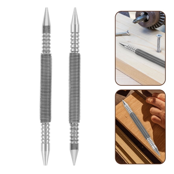UPGRATOR 2Pcs Punches for Metal Spring Double-Ended Nail Punch Set Carbon Steel for Professionals