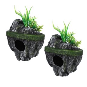 UPGRATOR 2Pcs Resin Floating Aquarium Rock Natural Texture Fish Tank Decor for Underwater Scene