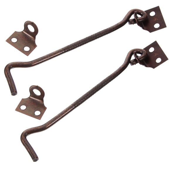 UPGRATOR 2Pcs Rust Resistant Brown Door Hook Locks Cabin Latches for Window and Gate