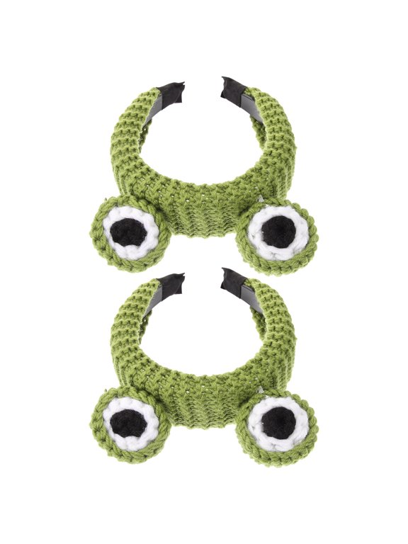 2Pcs Soft Plush Knit Frog Eye Headbands Green Winter Ear Covering Headband for Adults