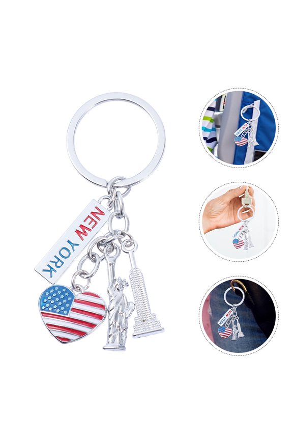 2-Pack Statue of Metal Keychains Handbag Pendant for Independence Day Celebration Accessories