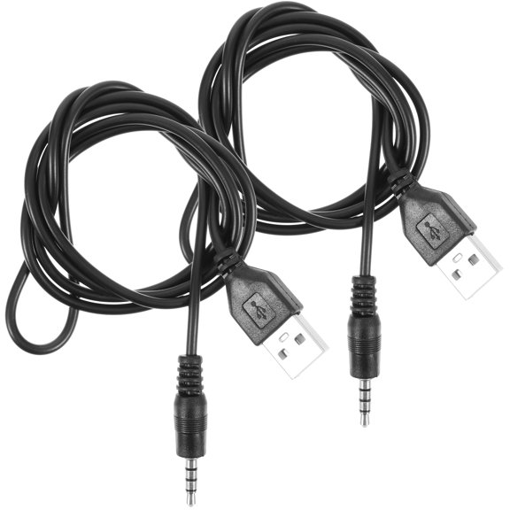 UPGRATOR 2Pcs USB to 3.5mm Power Cord with Audio Output for Tablets and Computers Black