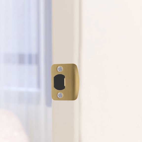 UPGRATOR 2Pcs Universal Door Strike Plate Stainless Steel Golden Dshaped For Office Use