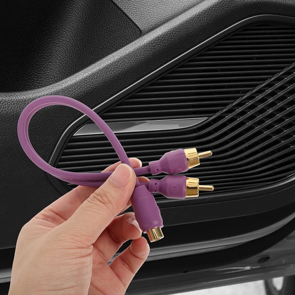 UPGRATOR 2Pcs Violet Rca Y Splitter Cable for Car Audio Amplifier Dual Subwoofer Connection Durable Easy Installation