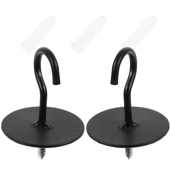 UPGRATOR 2Pcs Wall Mount Ceiling Hooks Iron Heavy Duty Black for Hanging Clothes Plants and Tapestry