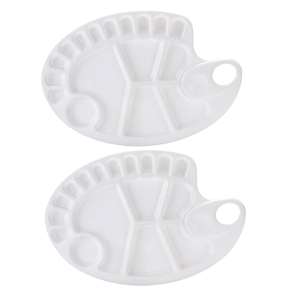 UPGRATOR 2Pcs White Plastic Painting Palette Fish Shape Easy Carry Drawing Tray