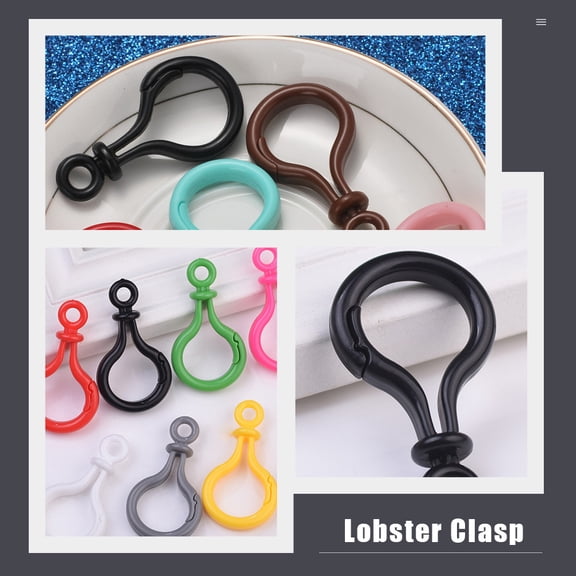 UPGRATOR 32Pcs Portable Plastic Keychain Clips Multi-Function Lobster Clasp for Handcraft Use Black