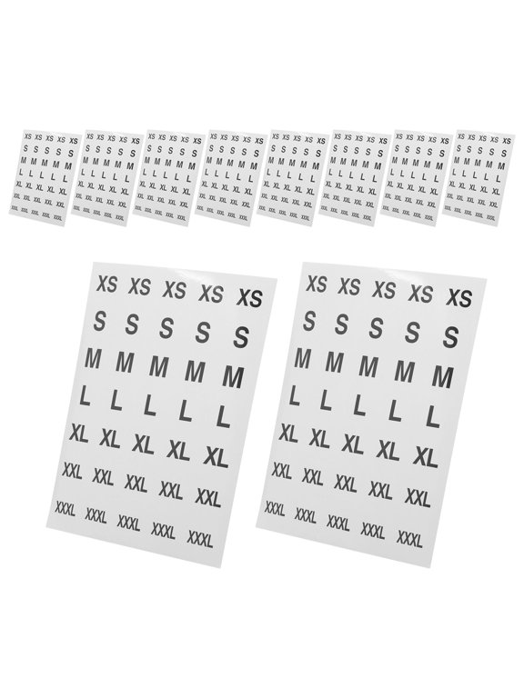 350Pcs Self Adhesive Black Size Labels Stickers for Retail Clothing and Apparel