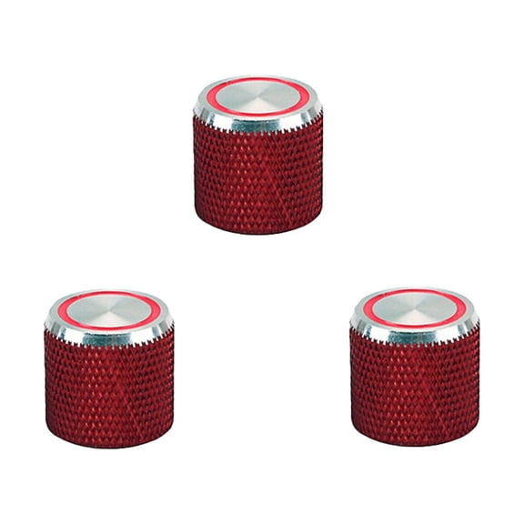 UPGRATOR 3PCS RCA Bass Knob Electric Guitar Knobs Replacements Metal Dark Red Tone Control