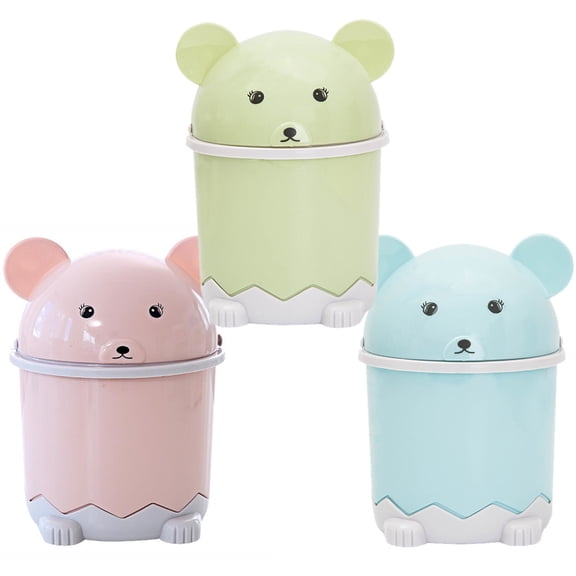 UPGRATOR 3Pcs Adorable Trash Can Blue ABS Storage for Friends