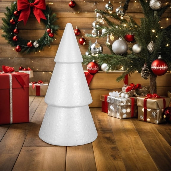 UPGRATOR 3Pcs Polystyrene Foam Cone Trees White Blank Shapes for Holiday Centerpieces and Crafts
