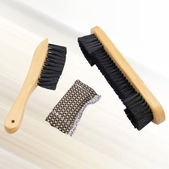 UPGRATOR 3Pcs Pool Table Brush Kit with Fabric Wipe Sheet Snooker Table Brush Set Light Brown