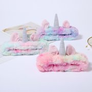 UPGRATOR Unicorn Headbands Multi Coral Fleece for Decoration Elastic Hair Hoops 3Pcs