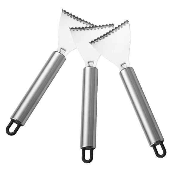 UPGRATOR 3Pcs Stainless Steel Fish Scaler with Sharp Serrated Edges for Efficient Kitchen Use