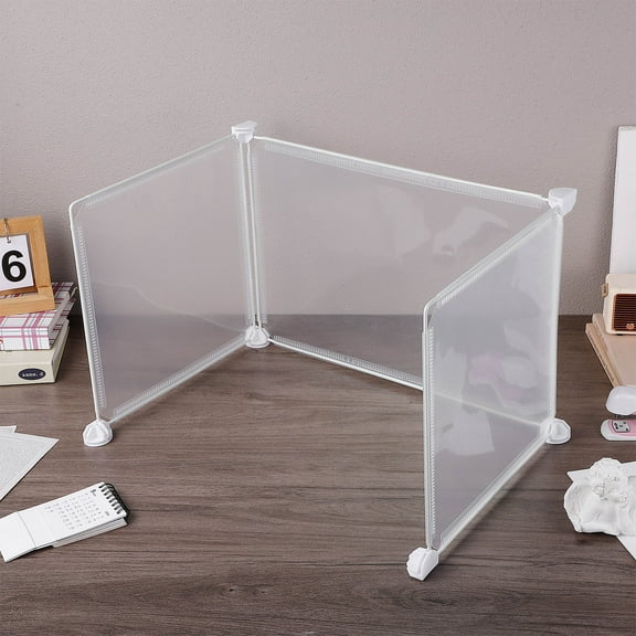 UPGRATOR 3Pcs Transparent Plastic Sneeze Guard Board Self Standing Divider for Restaurants and Banks
