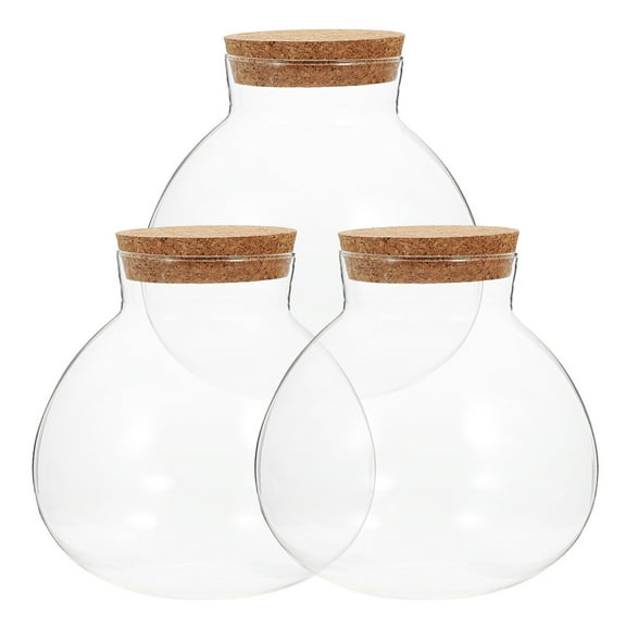 UPGRATOR 3Pcs Transparent Terrarium Glass Bottle Sealed Storage Container Micro Landscape Diy Bottle