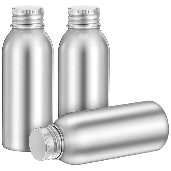 UPGRATOR 3-Pack Reusable Aluminum Bottles with Leak-Proof Screw Caps, Portable Travel Storage Containers in