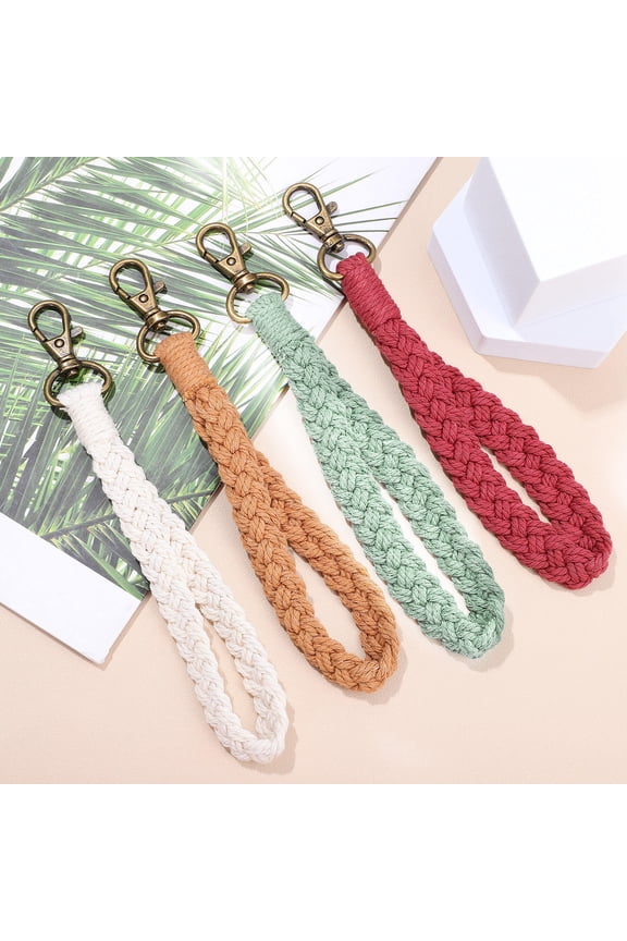 4-Pack Boho Cotton Rope Wristlet Keychains for Women, Stylish Key Organizer Accessories