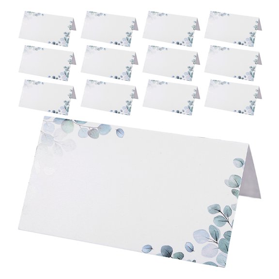 UPGRATOR 40Pcs Foldable Wedding Name Tags with Greenery Theme for Table Setting and Invitations