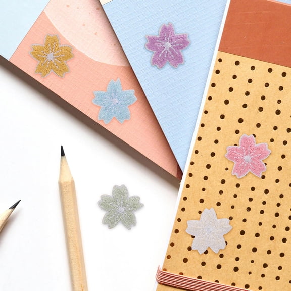 UPGRATOR 48Pcs Floral Embroidered Cloth Patches Self Adhesive Cherry Blossom Decoration Stickers