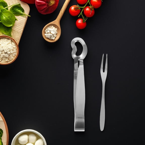 UPGRATOR 4Pcs Stainless Steel Snail Fork and Tongs Set for Home Use with Dishwasher Safe Design