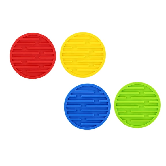 UPGRATOR 4Pcs Assorted Color Silica Gel Cup Mats for Home Use Anti Skid Heat Insulated Coasters