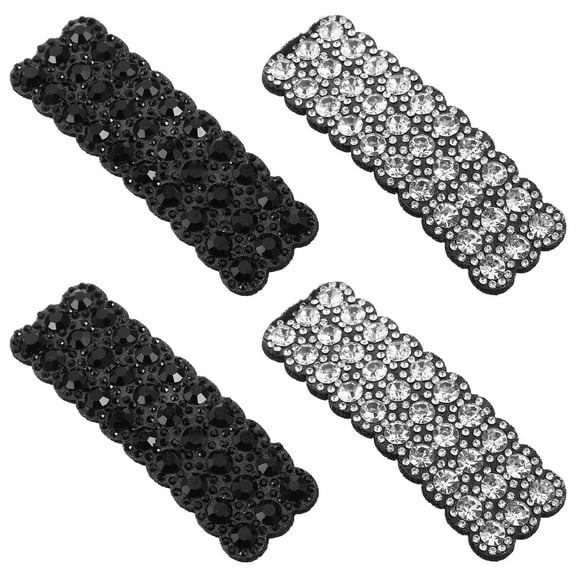 UPGRATOR 4Pcs Hair Barrettes For Women Silver Rhinestone Rectangular Sparkly Hair Clips