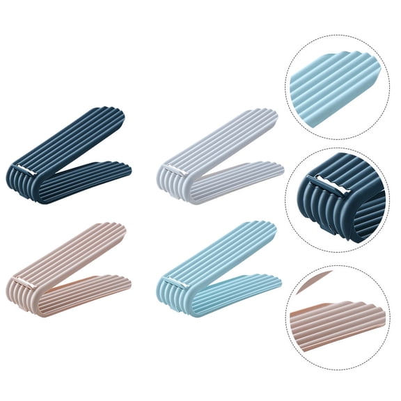 UPGRATOR 4Pcs Assorted Color Shoe Stacker with Adjustable Double Layer Slots for Home Storage