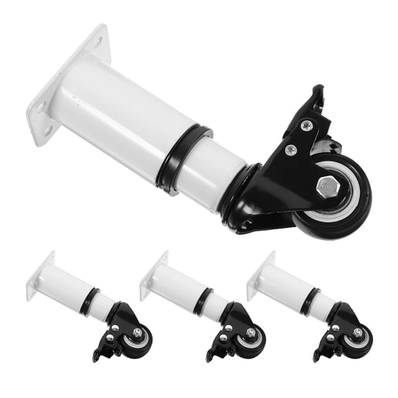 UPGRATOR 4Pcs Metal Adjustable Desk Legs in White with Rotating Casters for Coffee Tables and Sofas