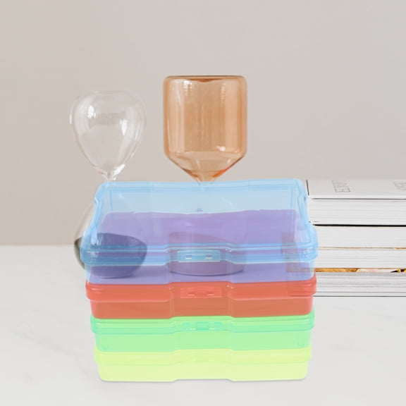 UPGRATOR 4Pcs Card Storage Box with Dividers Plastic Organizer for Photos Postcards Assorted Color