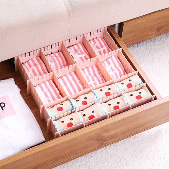 UPGRATOR 4Pcs Pink Plastic Drawer Grid Divider Easy Snap Together for Closet and Drawer Organization