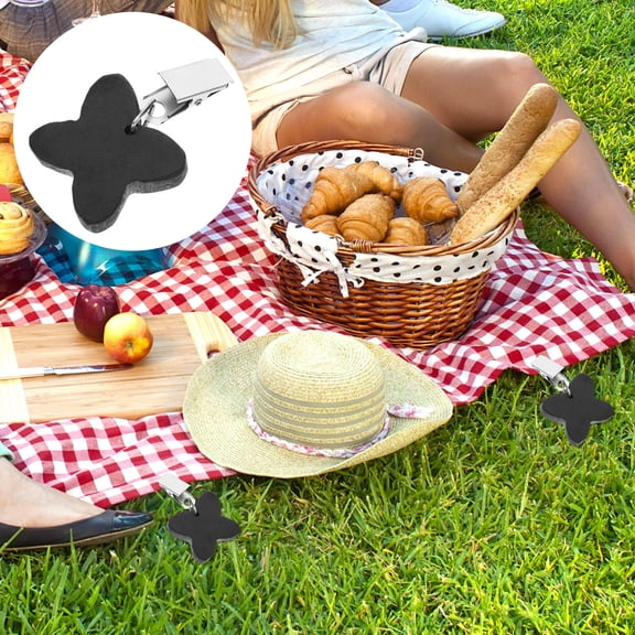 UPGRATOR 4Pcs Reusable Black Tablecloth Clips for Stable Outdoor Table Cover Display