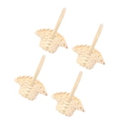 UPGRATOR 4Pcs Small Woven Basket with Handle Light Yellow Bamboo Rattan Storage Baskets for Organizing and Decoration
