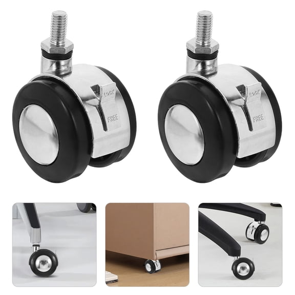 UPGRATOR 4-Pack Steel Office Chair Replacement Casters with Brake Rod, Heavy Duty Wheels for Home and Office Use