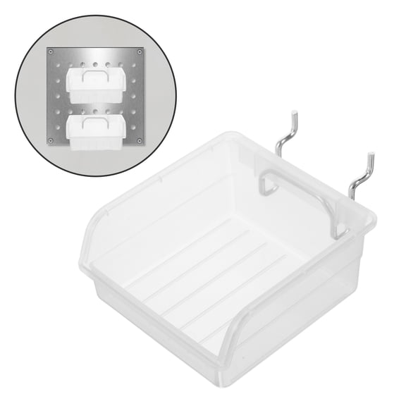 UPGRATOR 4Pcs Transparent Pegboard Bins for Garage Wall Organizer Storage Suitable for Tools and Screws