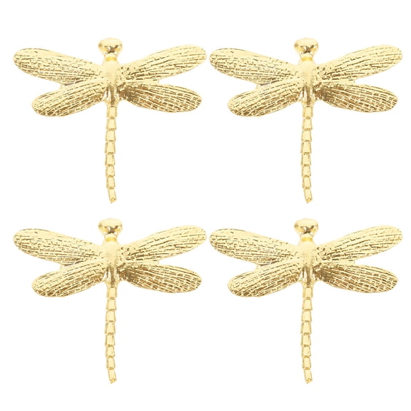 UPGRATOR Set of 4 Golden Vintage Dragonfly Drawer Knobs Zinc Alloy Cabinet Pulls Hardware