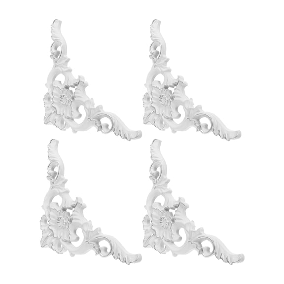 UPGRATOR 4Pcs Vintage Floral Corner Applique Decorative Ceiling and Wall Trim in Durable Faux Plaster