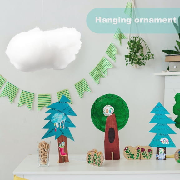 UPGRATOR 4Pcs White Cloud Ornament Hanging Decoration with Easy Use for Room Or Party
