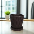 thumbnail image 1 of UPGRATOR 4-Piece Set Rattan Woven Simulation Flower Pots for Indoor Garden Use, Coffee Color, 13.5 x 13.5 x 13 in, 1 of 8