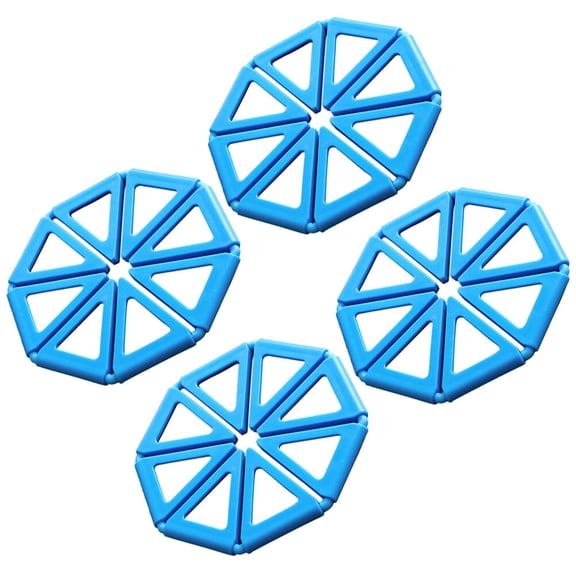 UPGRATOR 4pcs Folding Insulation Pad Coaster Blue PP Heat Insulation Anti Skid Household Users Kitchen