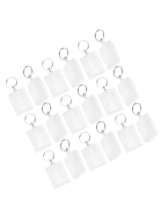50Pcs Acrylic Blank Photo Keyrings Portable Durable Transparent Keychains