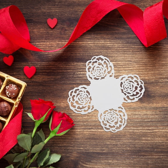UPGRATOR 50Pcs Plated Silver Paper Truffle Wrappers with Reflective Lace Pattern for Wedding and Party