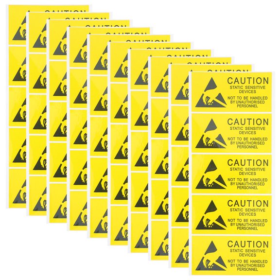 UPGRATOR 50Pcs Static Warning Sticker Set Yellow Self Adhesive Esd Safety Label
