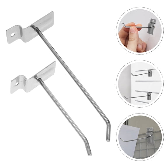 UPGRATOR Slatwall Hooks Space-Saving Design for Retail Shelves and Displays Plated Silver 50Pcs