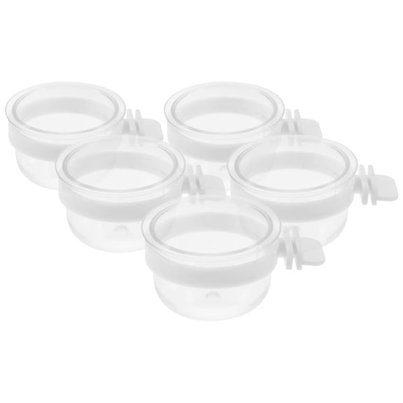 UPGRATOR 5Pcs Transparent Parrot Feeder Dish Cup PVC Bird Food Bowl for Daily Use 1.9x2.2x1.4in
