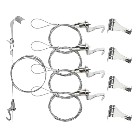 UPGRATOR 5Sets Steel Wire Picture Rail Hanging System with Adjustable Length for Wall Protection and Stability